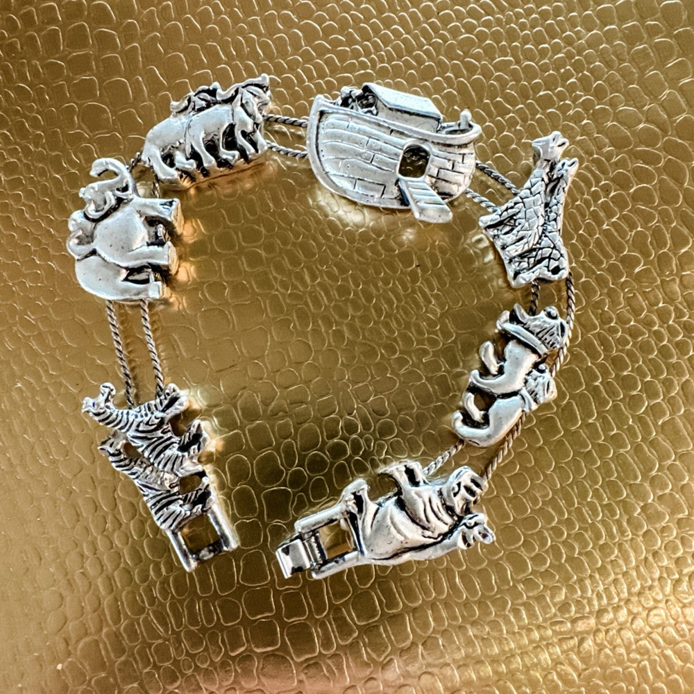 Vintage Slide Charm NOAH'S ARK Bracelet 7 1/2”